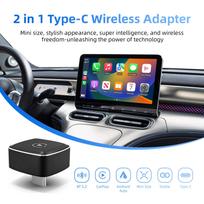 2in1 Wireless CarPlay Android Auto Adapter for Factory Type-c Wired car,  Smart Dongle Compatible With Almost All Kinds of Cars Type-c Wired Car black