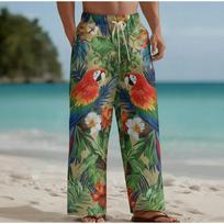 Men's 3D Parrot Printed Baggy Casual Trousers,  Elastic Drawstring Waist with Pockets, for Spring Summer Home Outdoor Vacation 5XL smėlis