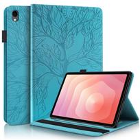 For Samsung Galaxy Tab S12 Plus Case SM-X840 X846B Embossed Tree Wallet Flip Cover for Funda Galaxy Tab S12 Plus Case 12.4 Inch S12 Plus (12.4 inch) mėlyna