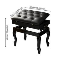Piano Bench with Storage Tufted Adjustable Stool Upholstered for Pianists black