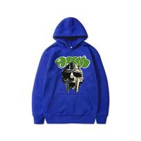 Doom-graffiti Men Hoodie Hooded Top, MF Doom Mask & Green Graffiti Front Print, Warm Fleece Pullover Sweatshirt for Sport Urban Street Outfits 2XL raudona