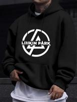 Juodas Hoodie su Grafiniu Spaudiniu - LINKIN PARK Logotipo Dizainas XXL black