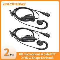 2pcs BAOFENG 2 Pin G-shape Ear Hook Headset Earpiece PTT For Baofeng UV5R UVS9 UV-13 UV-17 UV-21 UV16 PRO PLUS Walkie Talkie