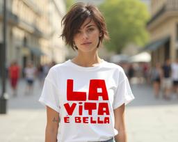 La Vita è Bella shirt, Italian La Dolce Vita shirt, Life is Beautiful shirt, Europe Tee, cottagecore tee, Tuscan vibe t-shirt, Amalfi Coast M white