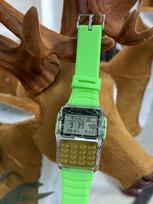 Retro Creative Design Calculator Watch Date Calculation Number Electronic Small Square Watch Male and Female Student Watch green
