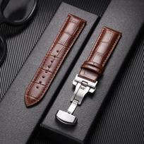 Genuine Calfskin Leather Watch Straps 12/13/14/15/16/17/18/19/20/21/22/23/24mm Universal Replacement Bands with Butterfly Buckle 3 16mm gray