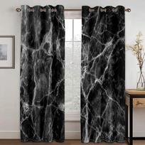 Baltos marmurinės užuolaidos, skirtos gyvenamojo kambario miegamojo virtuvės šifono langų dekoravimui 100W160H(CM)40x63in&Grommet Top gray