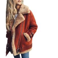 Lamb Wool Coat Women's Lapel Fur Cotton Coat Coat S beige