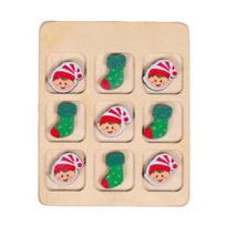 Yousheng Christmas Wooden Board Game Santa Snowman Reindeer Tree Pieces 2 Player Mini Chess Board Puzzle Toy Party Classical Strategic Tabletop Game 1 Set beige