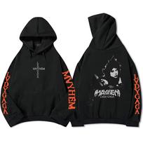 Megztiniai su gobtuvu Lady Gaga Mayhem albumas Grafiniai gobtuvai Hip Hop Unisex Streetwear Ilgomis rankovėmis Laisvi Vyriški megztiniai Spausdinti Hoody XS black