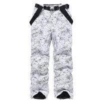 Unisex Winter Snowboard Ski Pants with Warm Thick Straps and Prints Double Extra Large white
