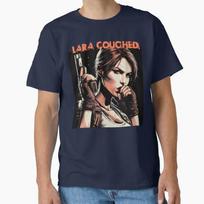 Lara Coughed Tomb Raider Lara Croft 80s Video game Gift t shirt for man women Tops  cotton printed Clothes M brown