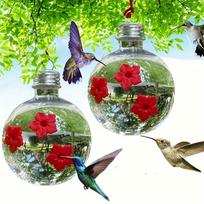Bird Water Feeder Park Spherical Bird Water Feeder Hanging Bird Feeder Outdoor Three-hole Hummingbird Water Feeder 1Pcs balta