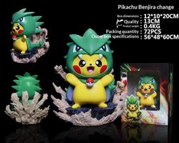 Pokemon Pikachu Cosplay Tyranitar Figure 13CM Resin Collectible Model Desktop Decoration Designed For Anime Fans Pokemon Collectors blue