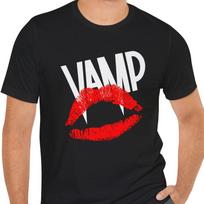 Vamp T-Shirt Black Short Sleeve Movie Tee Vampire Fang Lips T-Shirt S white