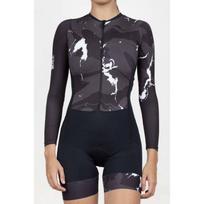 Womens Triathlon Suit Short Sleeve Cycling Jersey Compression Fit Road MTB Running Sports L black