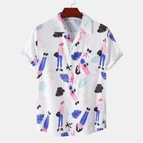 Daisy Print Short Sleeve Shirt, Casual Summer Essential 5XL white