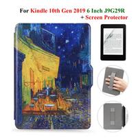 Dėklas Kindle 10-os kartos + Ekrano apsauga 6 colių su rankos dirželiu E-knygai J9G29R Odinis dangtelis Žadinimo/Miegojimo režimas Funda J9G29R kindle 10th yellow