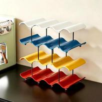 1Pcs Anti-Fall Water Cup Holder 1/2/3/4 Layers Wavy Multi-Layer Finishing Rack Saving Space Water Bottle Storage Rack A1 beige