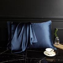 Natural Pillowcase Silk Mulberry 100 For Hair And Skin Front In Pure Silk Back In Breathable Lyocell Fiber 1 Pack Dark blue,48x74cm gray