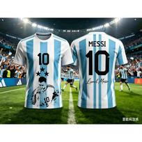 Messi Nr.10 Argentinos Danguje Dryžuoti Futbolo Marškinėliai Vaikams Berniukams Mergaitėms Greitai Džiūstantys Kvėpuojantys Ventiliatoriaus Sportiniai Trumpomis Rankovėmis Viršutiniai Drabužiai 110 black
