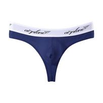 Hot-selling Men's Thong, Breathable Ribbed Fabric Three-dimensional Pocket Low-rise Sexy Men's T-pants XXL tamsiai mėlyna spalva