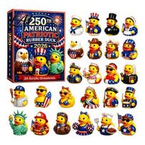 Interactive Holiday Countdown 2026 USA 250th Advent Calendar Duck Anniversary Rubber 24-Day Patriotic Tabletop Christmas Decor Collection Box yellow