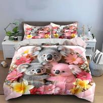 Cute Koala Trio Decoration Set Multiple sizes kid's and adults' bedroom Exquisite 3PC bedding set gift US Full 200*230cm/79x91in 3pcs
