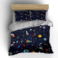 Space-Themed Kids Bedding Set  Multiple sizes kid's and adults' bedroom Exquisite 3PC bedding set gift EU Single 135*200cm/53x79in 3pcs gray