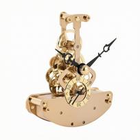 Mechaninis skeletinis laikrodžio mechanizmas | Vertikalus atviras rėmas, kompaktiškas stačiakampis pagrindas, beige