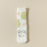Green frog mink fleece socks women's winter fleece thickened home sleeping floor socks furry medium tube socks One size fits all white