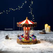 Luminous Christmas Carousel Music Box - Amusement Park Flying Chairs Desktop Ornament Gift gray