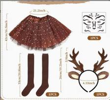 Karnavalinis elnio kostiumas moterims Elnio ragų lankelis su elnio ausimis Tutu sijonas Kojinės Elnio veido tatuiruotė Elnio kostiumo aksesuaras One Size brown