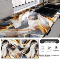 Waterproof Oil-Proof Marble Self-Adhesive Kitchen & Furniture Stickers 60cm Width x 1m Length gray