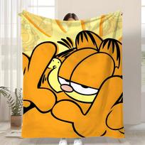 GELTONAS KACĖ Garfieldas Pledas Minkštas Koralinis Vilnos Pledas 310gsm Purus Šiltas Pledas Sofai Lovai Sekcijai Miegamojo Dekoras 75cmx90cm black