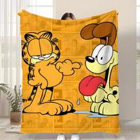 GELTONAS KACĖ Garfieldas Pledas Minkštas Koralinis Vilnos Pledas 310gsm Purus Šiltas Pledas Sofai Lovai Sekcijai Miegamojo Dekoras 75cmx90cm