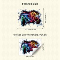 Cartoon Game Controller Removable Wall Sticker Pixel Art Breaking Wall Design Gamer Bedroom Vinyl Decoration black