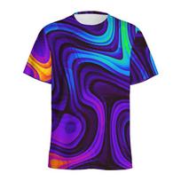 Abstract Colorful Liquid Trippy Pattern T Shirt For Men Summer Casual Round Neck Short Sleeve Tees Women Tops 3d Printed T-Shirt 4XL blue