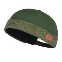 Casual Adjustable Brimless Hat Corduroy Vintage Docker Cap Solid Color Hip Hop Skullcap Summer Spring tamsiai žalia spalva