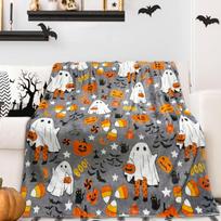 Rudens Halloweeno pledas Halloweeno pledai ir užtiesalai Rudens moliūgo pledas Super minkštas, jaukus ir pliušinis sofai Size: 75*100cm, Weight: 230 GSM gray