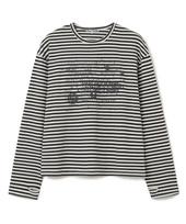 MILLO ARCHIVE Glitched Text Stripe Long Sleeve [Gray] Gray/Xl white