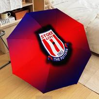 Stoke City Football Club Automatic Folding Umbrella - 8-Rib Travel Umbrella with Auto Open/Close & Portable Gifts for holidays or birthdays