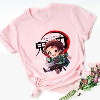 Nezuko Kamado Kimetsu No Yaiba Pink Kid T-shirts Harajuku Kawaii Children's Clothing Cute Boy Girl Tops Baby Gift Drop Ship 160 white
