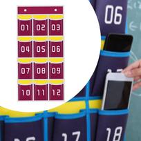 Classroom Cellphone Calculator Holder Numbered Pockets Chart Hanging Wall Door Storage Organizer 12 Pockets black
