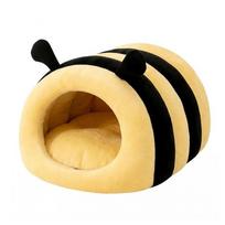 Enclosed Warm Dog House Striped Cat Sleeping Bag Cute Winter Pet House  Hamster 5.91x5.91 in geltona