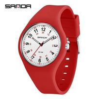 SANDA 3253 Girl Cute Cartoon Quartz Watch Kids Watches Women Boys Girl Gifts Fashion Ladies Silicone Children's Watch red