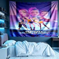 KPop Demon Hunters Print Tapestry, Lightweight Wall Hanging, for Bedroom, Dorm, Living Room, Home Art Decor - Birthday Christmas Gift for Friends 100cmx150cm white