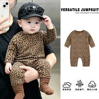 Baby Leopard Print Long Sleeve Romper Unisex Infant Jumpsuit 90cm leopardo rašto spalva
