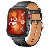 Leather Watch Strap Compatible with Huawei Watch Fit 3 / Fit 4 / Fit 4 Pro / Fit 5 / Fit 5 Pro - Replacement Wristband Black beige
