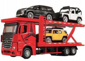 Car Model Mercedes-Benz Actros Tir Laweta 3 Cars Set Transporter Red